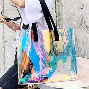 Bikini Village🌺Clear Holographic PVC Nylon Totebag💗Beach Bag